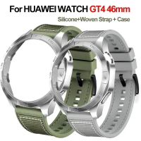 Vỏ Bảo Vệ Đồng Hồ HUAWEI WATCH GT4 46mm, Vỏ + Dây Đeo Silicon Dệt, Ốp Lưng Sốc Cứng PC, Bao Gồm Thắt