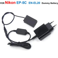 EP-5C EP5C DC Coupler EN-EL20 Fake Battery+USB C Power Bank Cable Adapter+PD Charger For Nikon 1J1 1J2 1J3 1S1 1AW1 V3 Camrea