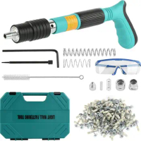 Manual Steel Nail Gun 3 Speed Adjustable Concrete Nail Gun Riveting Tool with 110pc Nail for Wall Fastening Wire Slotting Device
