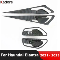 Interior Accessories For Hyundai Elantra Avante 2021 2022 2023 Carbon Fiber Car Inside Inner Door Handle Bowl Cover Molding Trim