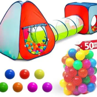 3-in-1 Pop-Up Tent, Crawl Tunnel, &amp; Ball Pit Set Durable Pretend Playhouse for Boys, Girls, Toddlers &amp; Pets - Indoor &amp;