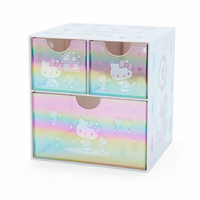 【震撼精品百貨】Hello Kitty 凱蒂貓~日本三麗鷗SANRIO KITTY桌上型鐳射三抽收納盒(白生活款)*85018