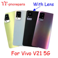AAAA Quality For VIVO V21 5G V2050 Back Battery Cover + Camera Lens Rear Panel Door Housing Case Repair Parts