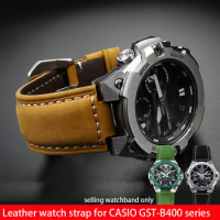 Convex leather watch belt for CASIO G-Shock GST-B400/ GST-B200 series cowhide watchband accessories watch strap 24*14mm 24*16mm