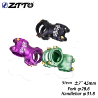 ZTTO MTB Road Bike Bicycle 45mm CNC Stem High-Strength Lightweight 7 Degree 31.8mm Stem Colorful For Gravel XC AM Cycling Parts