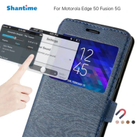 PU Phone Case For Motorola Edge 50 Fusion 5G Flip Case For Motorola Edge 50 Fusion 5G View Window Case TPU Silicone Back Cover
