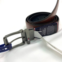 【Tommy Hilfiger】TOMMY 皮帶 35MM寬 偏軟 雙面 外黑內棕 腰帶 選大不選小 休閒皮帶 送禮(皮帶8150內1)
