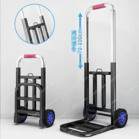 Folding Luggage Portable Cart Handling Pull Cargo Trailer with Wheels Home Grocery Shopping Trolley Light Small Shopping Trolley
