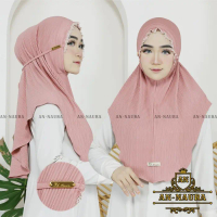 Bergo plisket kerut tali renda terbaru / jilbab renda plisket termurah - dusty pink Instan Kerudung