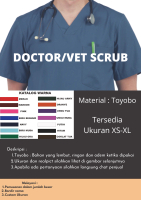 Baju Jaga APD OKA Dokter/Vet Scrub Lengan Panjang Kain Toyobo XS-XL