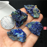 天然藍銅礦共生孔雀石小石料 原礦 實物圖一組總重43克