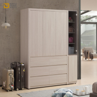 WAKUHOME 瓦酷家具Miller清新簡約白榆木5x7尺六抽組合衣櫃-寬150*深57*高202cm