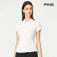 【PING】女款泡泡布短袖POLO衫-白(GOLF/高爾夫球衫/RA23104-87)