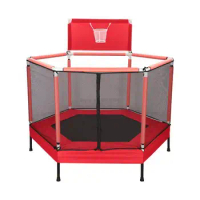 Trampoline for Children Exercise Trampoline with Protective Net Equipped Indoor Sports Entertainment Support 120 KG