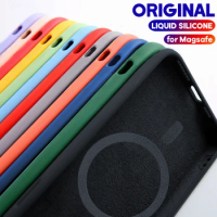 For Apple Magnetism Cover Original Liquid Silicone Magsafe Case Iphone 14 13 12 Mini 11 Pro Max X Xs Xr 7 8 Plus Se 202 Flocking