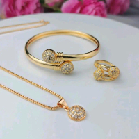 Perhiasan Satu Set Aksesoris Wanita Dewasa Xuping Gelang Kalung Liontin Dan Cincin