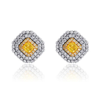 【CTJ】璀璨母親節!GIA 2克拉 Fancy Yellow 18K金 黃鑽 天然鑽 鑽石耳環(天然珠寶 限時優惠)