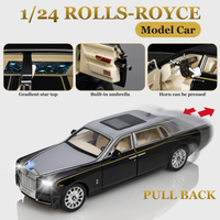 ใหม่1:24 Rolls-Royce ผี S Tarry Sky ด้านบนรถจำลองเสียงและแสงดึงกลับล้อแม็กรถยนต์รุ่นตกแต่งเด็กรถของเล่นของขวัญ