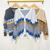 Cardigan Sweater Rajut Wanita Multicolor Oversize 3 In 1 Korea Style