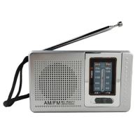 HiFi Portable Radio Player Dual Band AM FM Pocket Pointer Radio Telescopic Antenna Battery Powered 3.5mm Jack Built-in Speaker