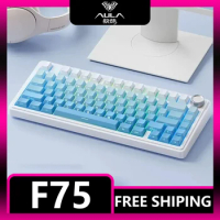 AULA F75 Mechanical Keyboard 2.4G Wireless Bluetooth Customized Keyboard RGB 75% Layout OEM Profile Gasket Structure Gamer Gifts