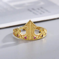 Sleeping Beauty Aurora Ring For Woman Girl Engagement Jewelry Accessorie Gold Plated Adjustable Princess Crown Ring Gift For Her