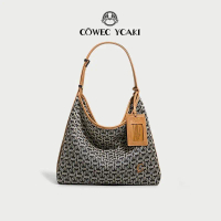 COWEC YCAKI กระเป๋าถือสะพายไหล่แฟชั่น CYWE ความจุมาก ทำจากผ้าซาตินและ Jacquard รวมกระเป๋า HOBO วัสดุ