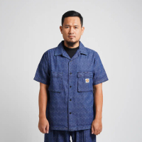 Superego Kemeja Denim Jacquard Diamond Airflow Blue Indigo SLUB02D