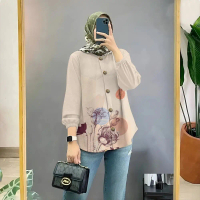 Women's Casual Shirt Floral Pattern Long Sleeved Muslim Shirt For Women Vacation Outdoor Muslim Clot