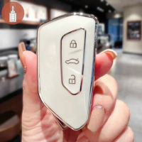TPU Car Accessories Key Cover Case Fob Shell for Volkswagen VW Golf 8 ID.6X Crozz Mk8 for Skoda 2018 Holder Keychain Bag