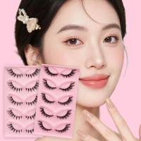 5 Pairs False Lashes Cat Eye Fox Eye Wingtail Eyelash Home Roll Reuse D At Stage Halloween T3W8