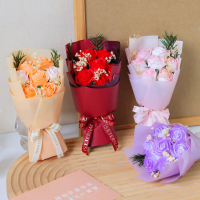 1.Crushed Ice Blue Mini Rose Soap Flower Bouquet| Anti-Deformation Gypsophila Dried Flower Gift