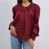FREESIA - Blus Atasan Top Wanita Satin Baju Natal Merah Red Maroon White Black Formal Kerja