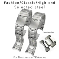PCAVO 22mm Watchband Fit for Tissot T120417 Men's Silver Metal Watch Strap Solid Stainless Steel Bracelet
