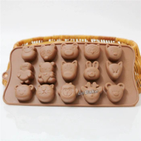 New 21*10.5cm lovely animals faces bunny monkey frog deer tiger fox cat bear shape chocolate cake mold