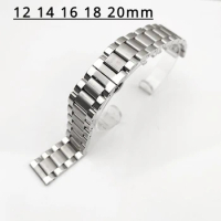Watch Accessories Bracelet for Seiko 18mm 3 Beads Stainless Steel Butterfly Buckle Silver Chain Waterproof Belt
