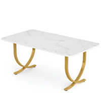 " Modern Dining Table Kitchen Table with Faux Marble Top