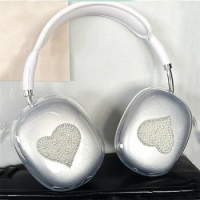 Luxury Fashion Pearl Love Heart Protective Case For Apple Airpods Max Earphone Case Clear Soft Silicon Headphone For Airpods Max