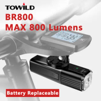 TOWILD BR800 Bike Light with Tail Light USB Rechargeable LED MTB Bicycle Headlight Aluminum Flashlight