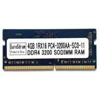 SureSdram DDR4 4GB 3200MHz Laptop Memory SODIMM DDR4 4GB 1RX16 PC4-3200-SC0-11