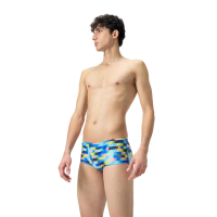 【SPEEDO】男 競技三角泳褲Allover V-Cut 14cm(黑/皮克頓藍/黃)