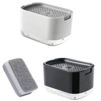 Soap Dispenser Box With Sponge Holder Hand Press Liquid Dispensing Box Liquid Soap Pump Box Kitchen Automatic Detergent Foam Box