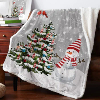 Christmas Snowman Snowflake Cashmere Blanket Winter Warm Soft Throw Blankets for Beds Sofa Wool Blanket Bedspread