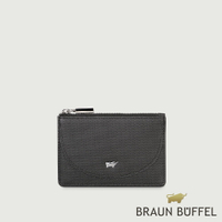 【BRAUN BUFFEL 德國小金牛】台灣總代理 欣娜-A 拉鍊零錢包-黑色/BF842-163-BK