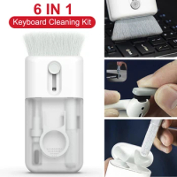 6 in 1 Computer Earphone Cleaner Brush for Airpods iMac iPad Keycap Puller Kit Keyboard Camera Cleaning Tools with Storage Box