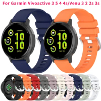 18mm 20mm 22mm Silicone Strap For Garmin Vivoactive 3 5 4 4s Band Watch Venu 3 2 2s 3s SQ Forerunner 255 255s Bracelet Wristband