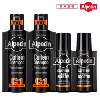 【Alpecin】Black C1咖啡因洗髮露黑色經典款375mlx2+咖啡因髮根強健精華液200mlx2