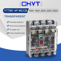 ICHYTI Moulded Case Circuit Breaker MCCB 4P 250A CB single three phase 4 Poles Ground Protector High current
