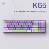 Mechanical keyboard K65 customized esports wired hot plug game keyboard two-color transparent keyboard lighting effects