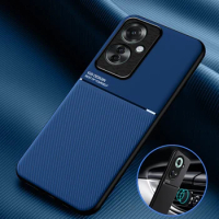 For OPPO Reno11F 5G Case Car Magnetic Holder Leather Plate Phone Cases For OPPO Reno11 F Reno 11F 11 F 5G Soft Frame Back Cover